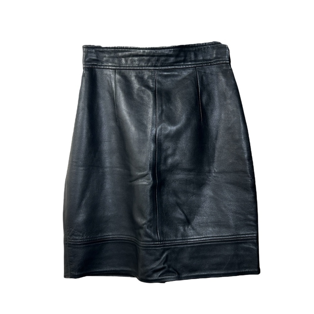 Echtes Leder Black Skirt Knee-Length Midi Black Size 8 Edgy Sophisticated Bold